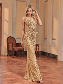 Elegant Sequins Evening Dresses Women Long Mermaid Formal Backless Luxury Wedding Party Mermaid Prom Gowns