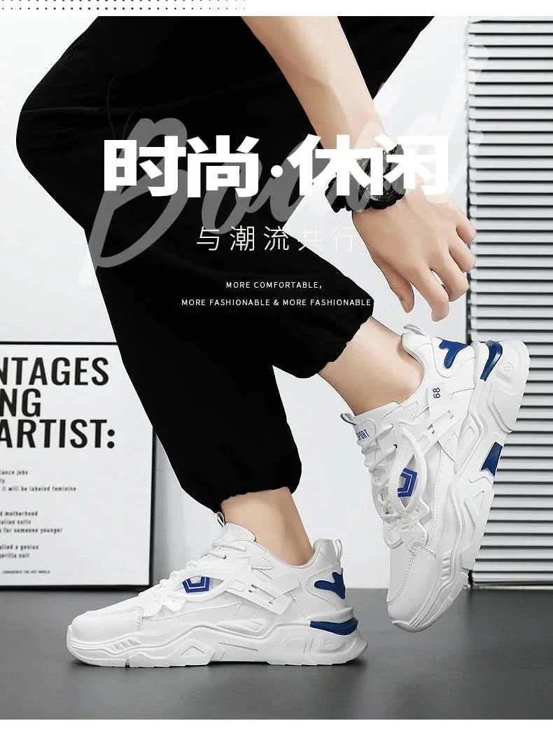 Student height increasing shoes four season new thick sole men's casual sports shoes soft sole comfortable outdoor running shoes - M & M Global