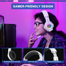Wired Gaming Headset with Noise Cancelling Mic Compatible With PC PS4 PS5 Xbox Surround Sound RGB Light Over Ear Design