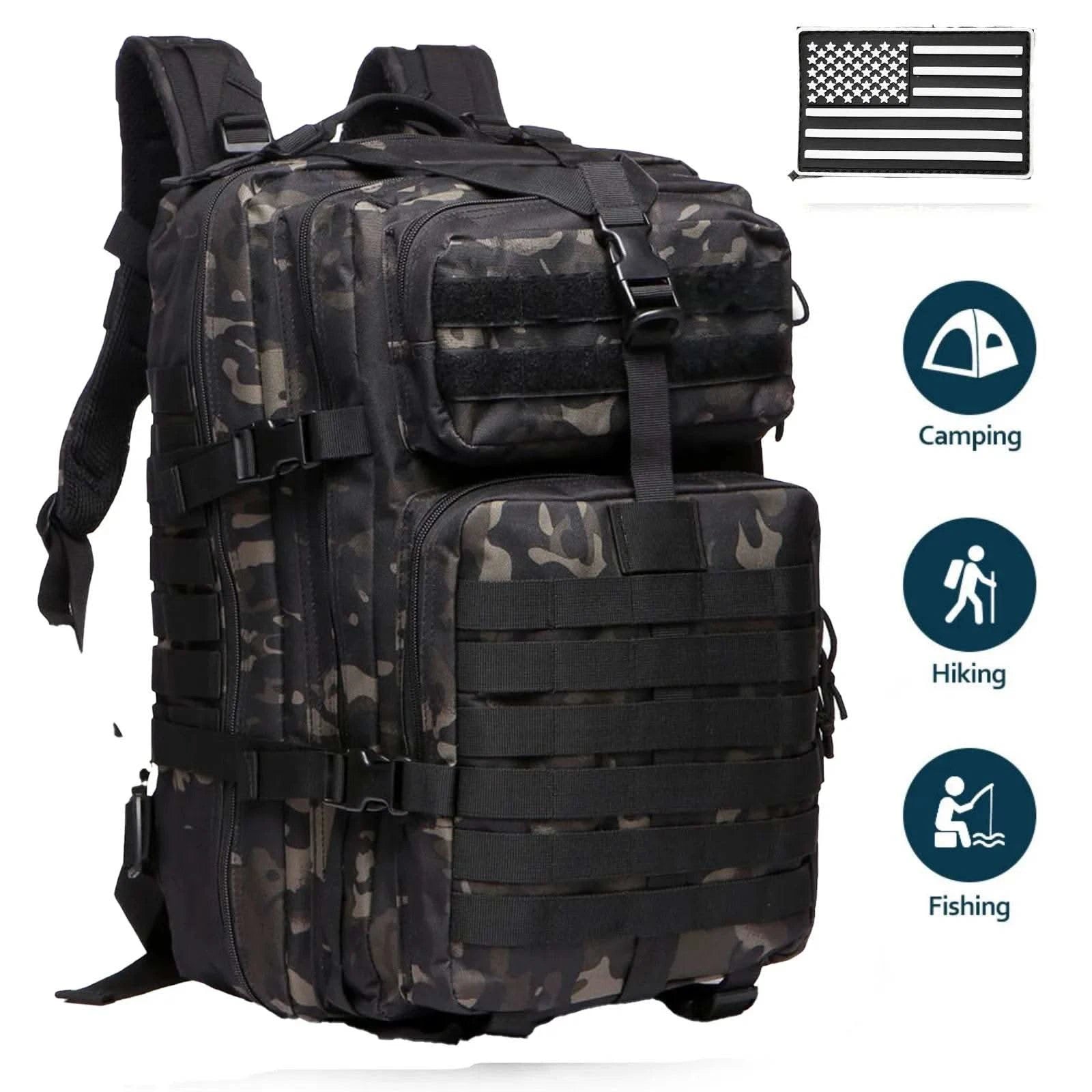 25L/50L Sturdy Nylon Waterproof Tactical Sports Trekking Fishing Hunting Camping Hiking Bag Backpack Outdoor Rucksacks - M & M Global