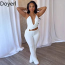 Doyerl Halter V-neck Backless One Piece Jumpsuit Women Sexy Hollow Out Sleeveless Night Club Outfits Birthday Rompers Overalls