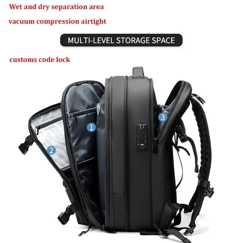 Travel Men 17 inch Laptop Backpack vacuum compression Backpack Business Large Capacity school Backpack expand outdoor backpack - M & M Global