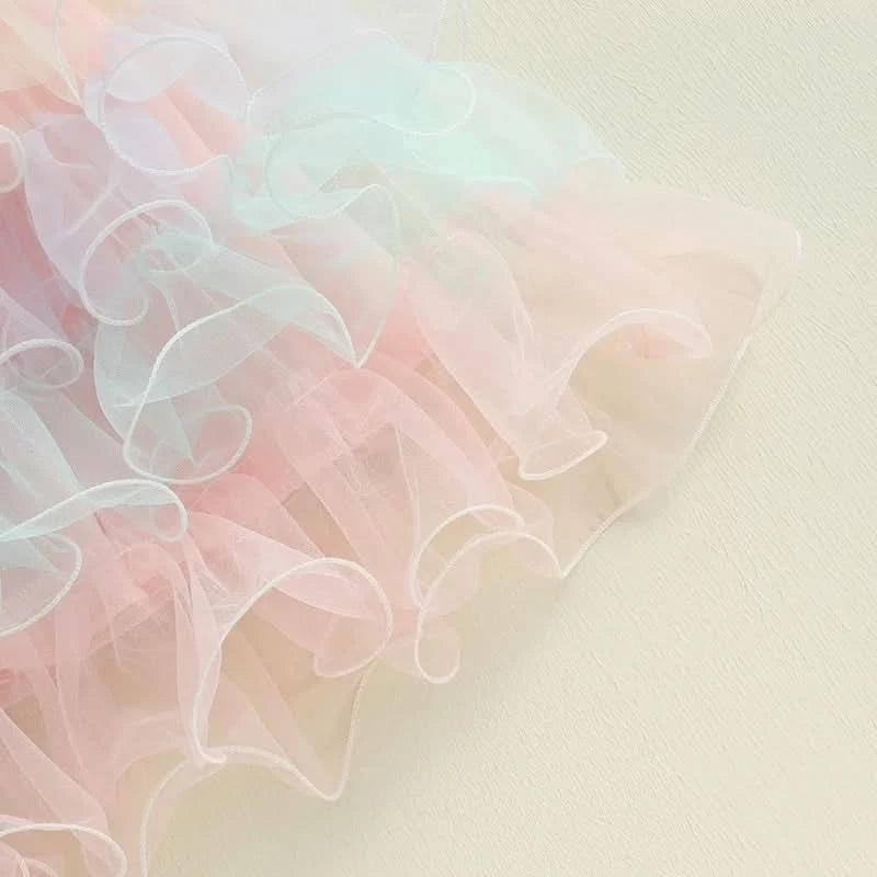 Lioraitiin Baby Kids Girl s Slip Dress  Casual Sleeveless Contrast Color Layered Summer A-line Dress Tulle Princess Dress - M & M Global