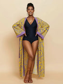 Para Praia Kimono Beach Robe 9 Colors Bikini Cover Ups Beachwear Femme Long Dress Sarong Women Loose Cardigan Swimsuit Covers - M & M Global