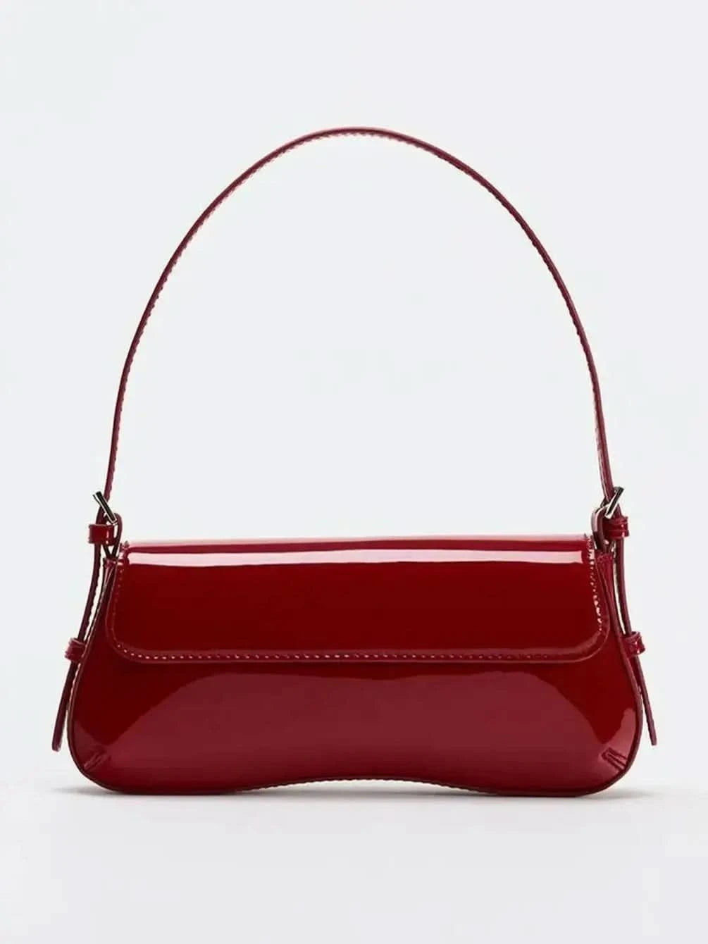 Red Baguette Underarm Bag New Fall 2024 Fashion simple commuter clamshell vintage shoulder bag - M & M Global
