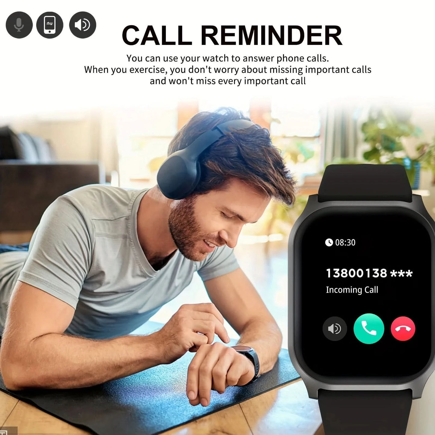 Smart watch, wireless calling /dial, multi -Sport mode,Suitable for men and women, Sleep Monitoring, for iPhone/Andriod