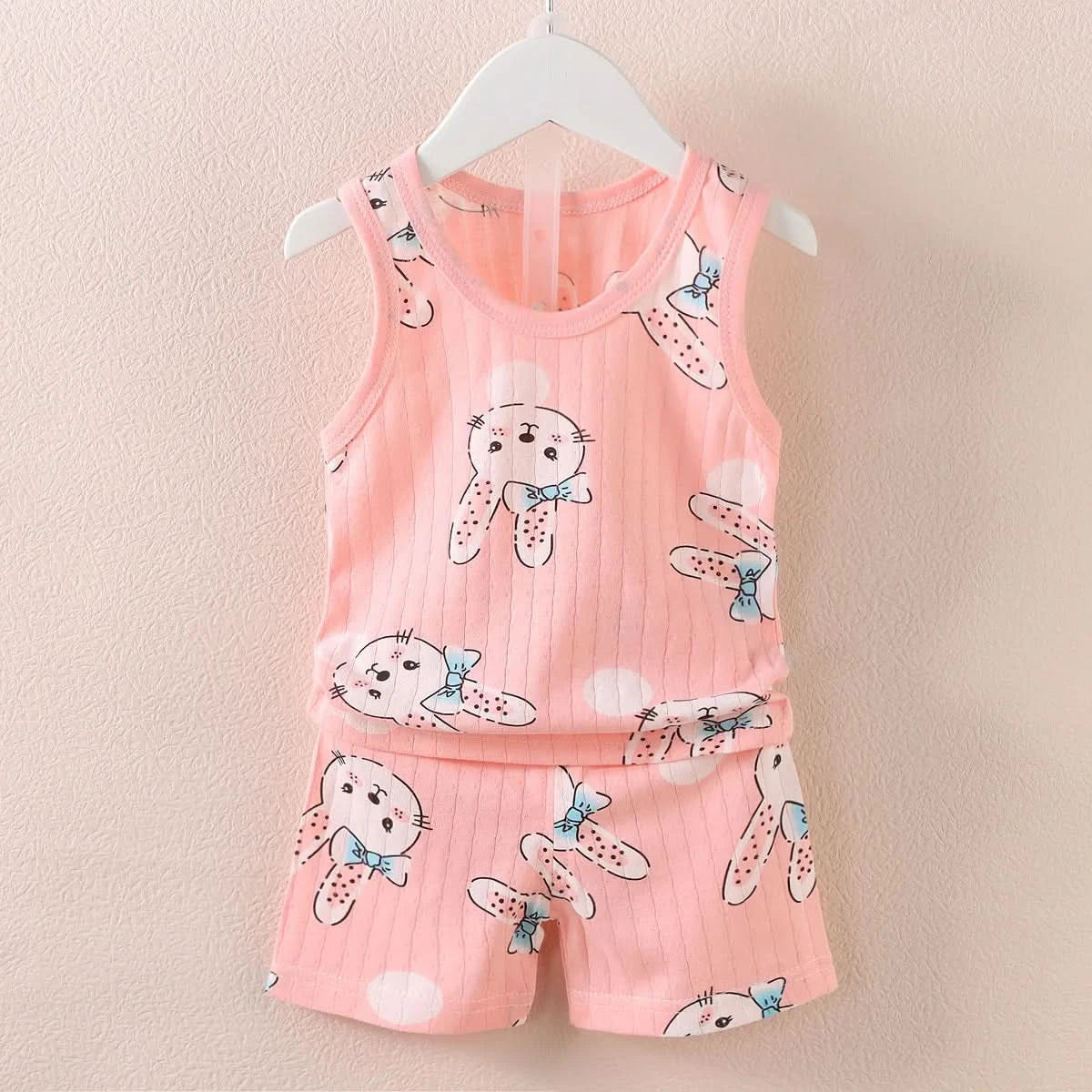 Children's Clothing Print Sleeveless Tops Shorts Cute Breathable Kids Summer Vest Shorts Set Tank Top for Baby Clothing Children - M & M Global