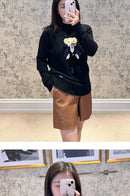 2025s Holiday Metallic Bear Sweater Cashmere Knit Pullover Autumn Winter Long Sleeve Women Knitwear Top Coat Relaxed Fit Clothes