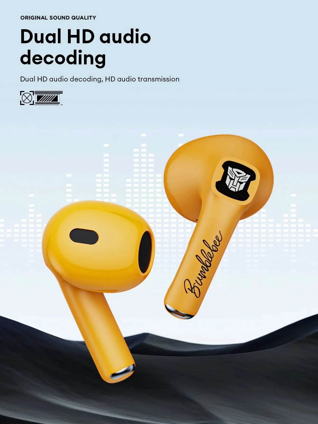 Ship From US Transformers Wireless Bluetooth Earphones Low Latency Gaming Headset TF-T23 HD Call with Mic Earbuds Sport