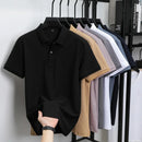 100% pure cotton boutique short sleeved high-end men's polo shirt summer high-quality solid color topsbusiness casual T-shirt