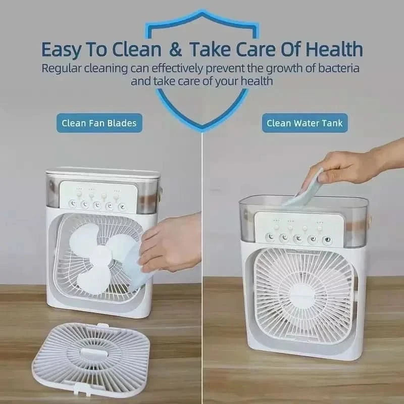 New 3 In 1 Fan AIr Conditioner Household Small Air Cooler LED Night Light Portable Humidifier Air Adjustment Fan Office Home Fan - M & M Global
