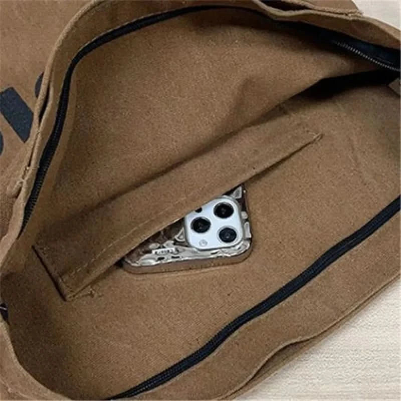 Vintage Canvas Messenger Bag, Retro Large Capacity Shoulder Bag, Women's Casual Handbag & Tote Hobo Purse - M & M Global