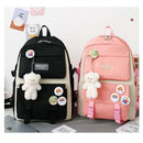 5PCS Kit Backpack Female Fashion Lady High Capacity Waterproof College Trendy Girls Laptop School Bags Cute Girl Travel Book Bag - M & M Global
