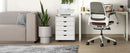 JHK Wood Nightstand Cabinet 5 Drawers Waterproof Surface Storage Organizer File Office Easy To Move Bedside Table Rotating Wheel