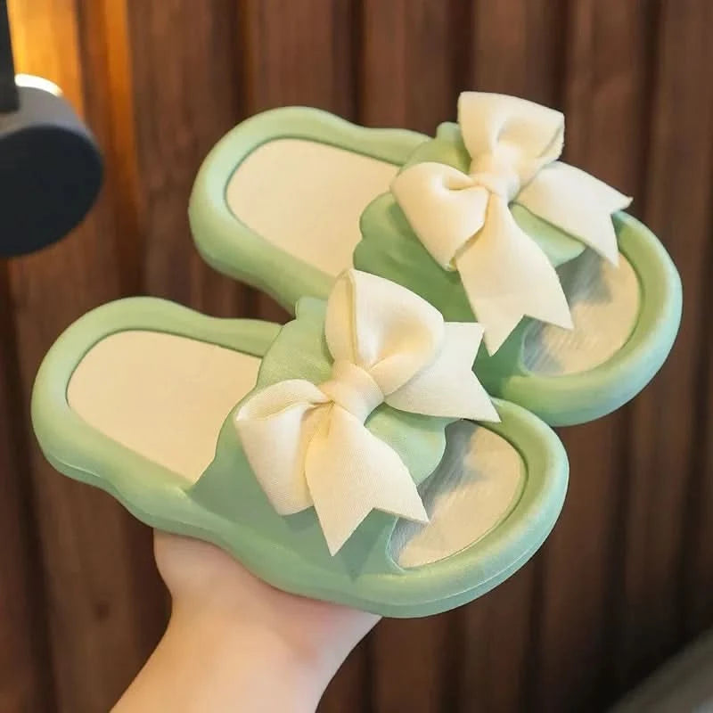 Summer New Kids Home Shoes Anti Slip Soft Sole Girls Bath Slipper Cartoon Cute Flower Bow Princess Slippers Children Beach Shoes - M & M Global