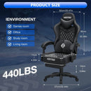 Gaming Chair with bluetooth Speakers RGB LED Lights Ergonomic Massage Video Game Chair with Footrest High Back w/ Lumbar Support