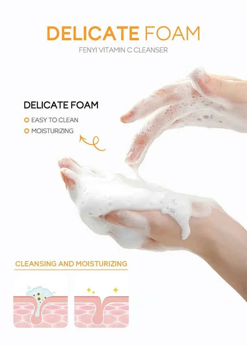 Vitamin C Facial Cleanser Skin Cleansing Moisturizing  Blackhead Remove Skincare Face Wash Foam Face Cleanser 50g - M & M Global