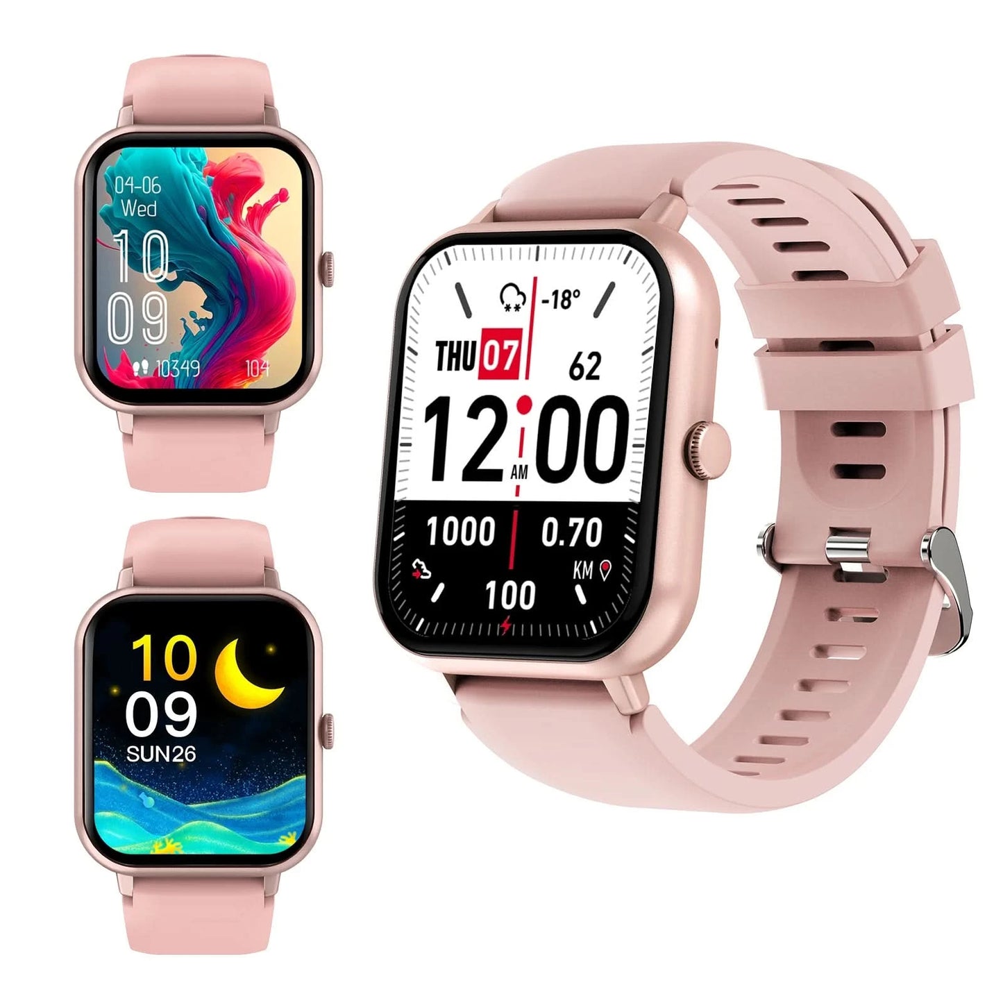Smart watch, multi-sport mode, call reminder, message reminder, custom wallpaper, compatible with iPhone/Android