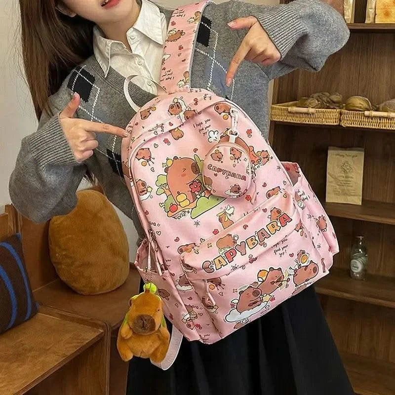 Cute Capybara Backpack for Girls Boys Student Teenager Children's Rucksack Women Cute Casual School Bags Kids Birthday Gift Toy - M & M Global