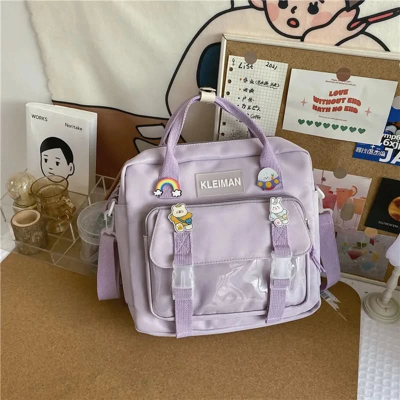 Japanese high-capacity single-shouldered slouch bag for schoolgirls, carry-on canvas messenger bag, Japan and South Korea - M & M Global