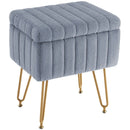 JHK Faux Fur Bedroom seating Hidden Storage Stools Ottomans Padded Makeup with 4 Metal Legs Anti-Slip Adjustable Feet for Home