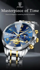 POEDAGAR Luxury Men Watch Top Original Waterproof Luminous Chronograph Man Wristwatch Stainless Steel Quartz Men's Watches Reloj - M & M Global