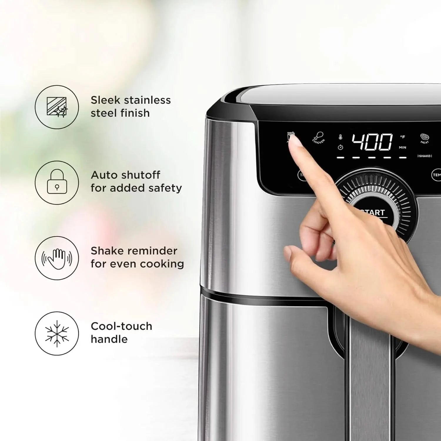 Air Fryer Healthy Cooking, 4.5 Qt,User Friendly and Dual Control Temperature, Nonstick Stainless Steel, Dishwasher Safe Basket, - M & M Global