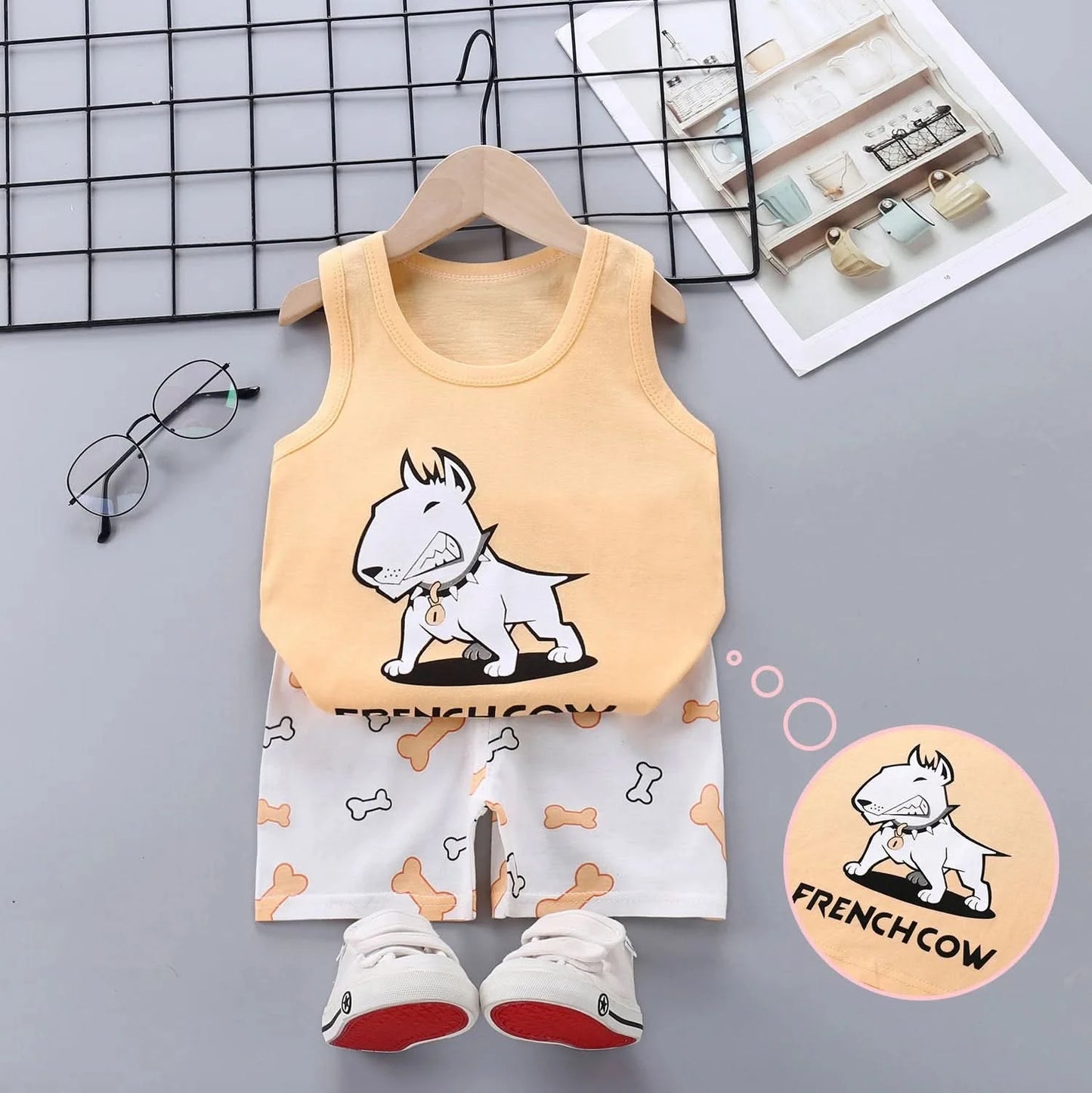 Summer Cute Cartoon 2PCS Kids Baby Boys Girls Cartoon Vest Top Shorts Pants Set Clothes Children Pajamas Girls Clothing Sets - M & M Global