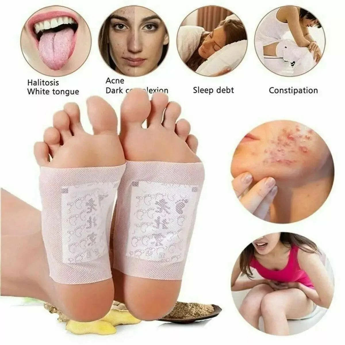 50 Pcs Old Beijing Foot Paste Mai Grass Bamboo Vinegar Herbal Detoxifying Foot Pads Weight Loss Toxin Removal Health Benefits - M & M Global