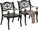 Outdoor Cast Aluminum Outdoor Chairs with Armrest, All-Weather Patio Dining Chair with Adjustable Feet for Balcony
