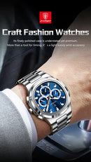 POEDAGAR Business Man Wristwatch Date Chronograph Waterproof Luminous Luxury Men Watch Stainless Steel Quartz Men's Watches Male