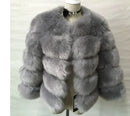 DEAT Fashion Orange Imitation Fox Fur Grass Coat Women's Round Neck Plush Thick Jacket Winter New 7A1578