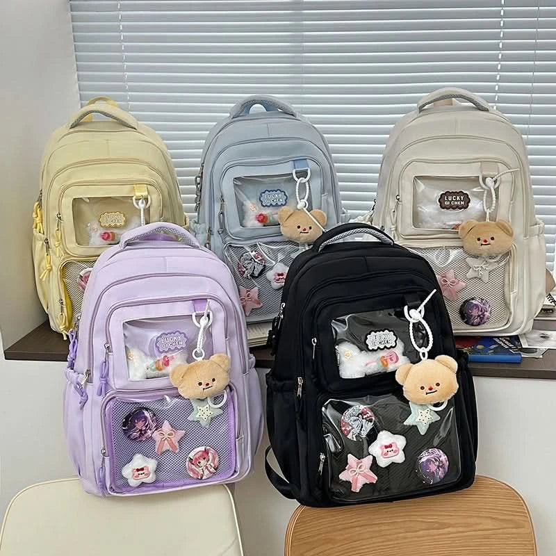 Japanese Style Kawaii Backpack Girls Transparent Ita Bag Women Large Capacity Backpack Fashion School Bag for College Student JK - M & M Global