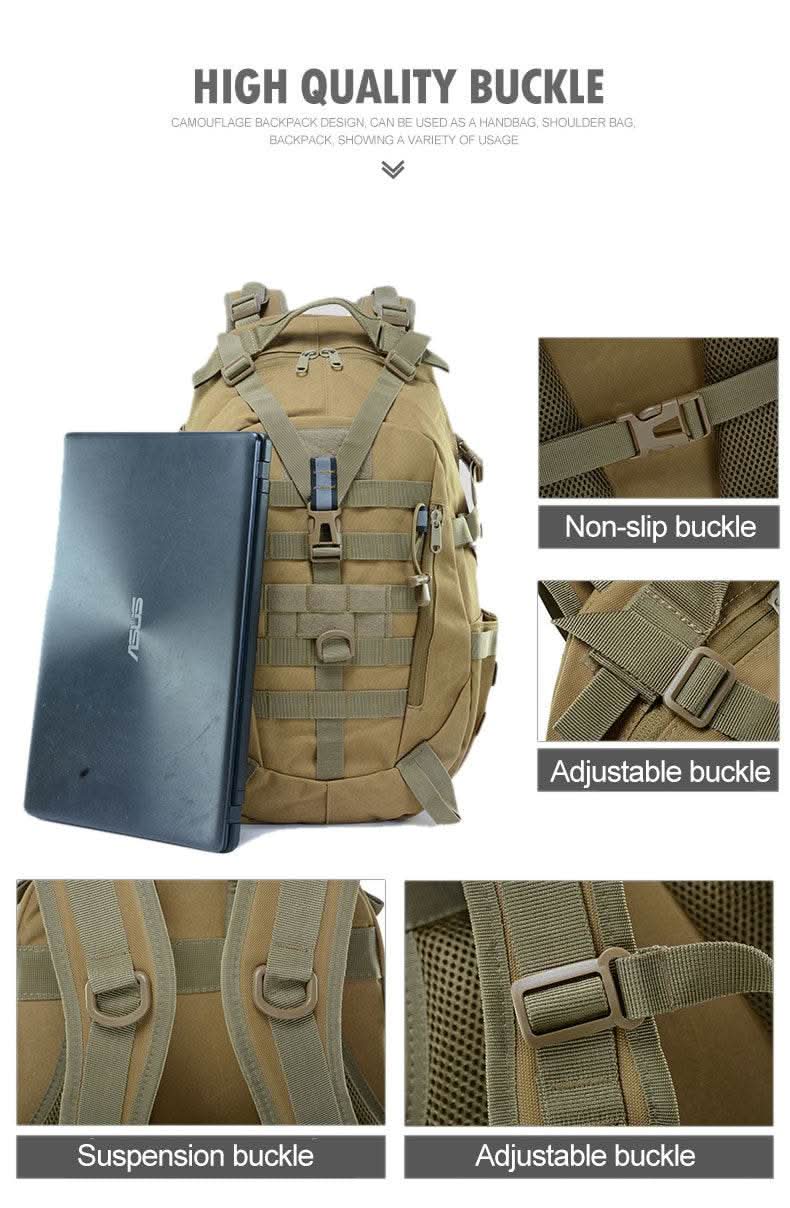 40L Tactical Backpack for Men Camping Hiking Backpacks Reflective Outdoor Travel Bags Survival Molle Climbing Rucksack Bag - M & M Global