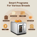2 Slice Toaster Touch Screen 1.5" Wide Slot, Stainless Steel Smart Bread Toaster for Bagel Muffin Waffle Gluten Free Breads, Tim - M & M Global