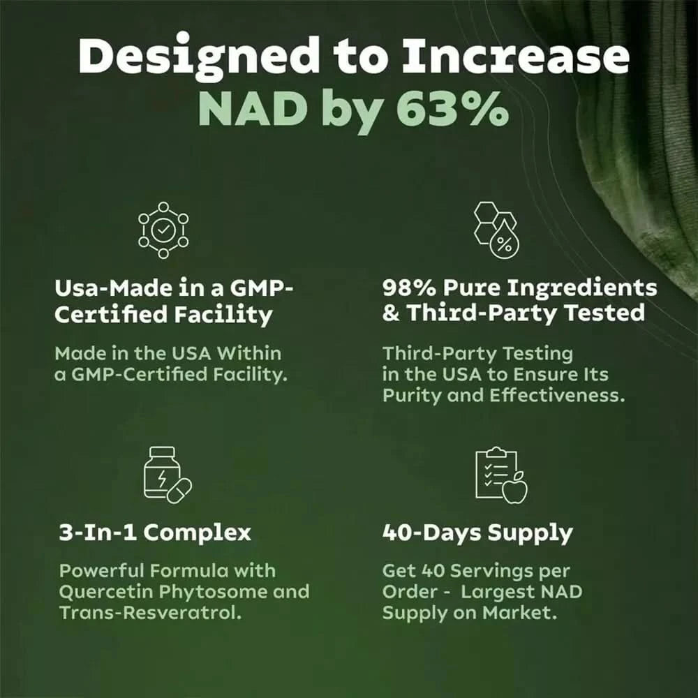 NAD+ Supplements for Anti-Aging Energy Focus and Nicotinamide Riboside Resveratrol - M & M Global