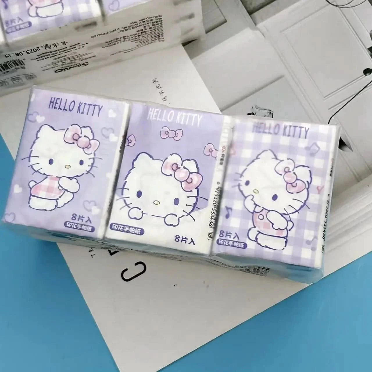 Kawaii Hello Kitty Handkerchief Paper Cartoon Sanrio Pochacco Kitty Printed Napkins Portable Small Pocket Tissues Facial Paper - M & M Global