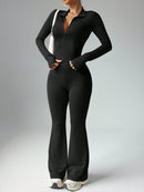 BWQ Women's Solid Color Long Sleeve & Long Pants Slim Fit Activewear Set