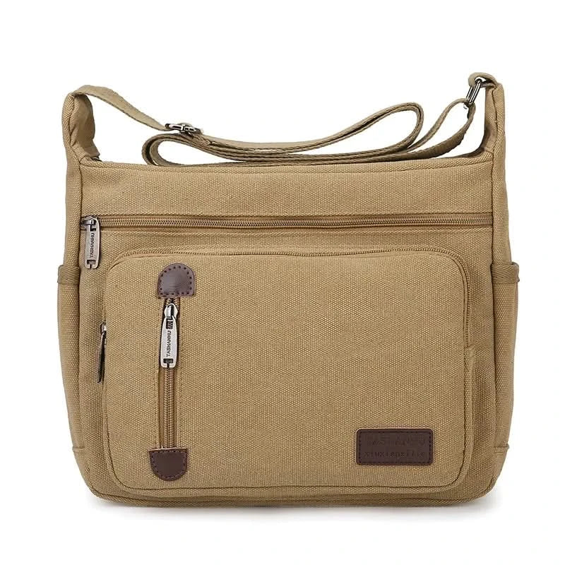 Men's Multi Pocket Casual Shoulder Bag - Adjustable Shoulder Strap, Zipper Closure, Ideal for Daily Commuting - M & M Global