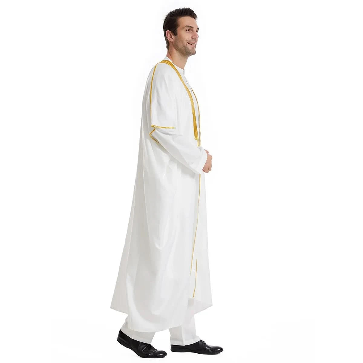 Muslim Arab Men Thobe Thawb Caftan Eid Jubba Thobe Mens Cardigan Abaya Long Dress Ramadan Robe Saudi Arab Musulman Caftan Dubai - M & M Global