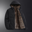 Winter Men's Fleece Warm Down Parkas Fashion Men Cotton Thick Padded Coats Men Thermal Windbreaker Hooded Overcoats Clothing