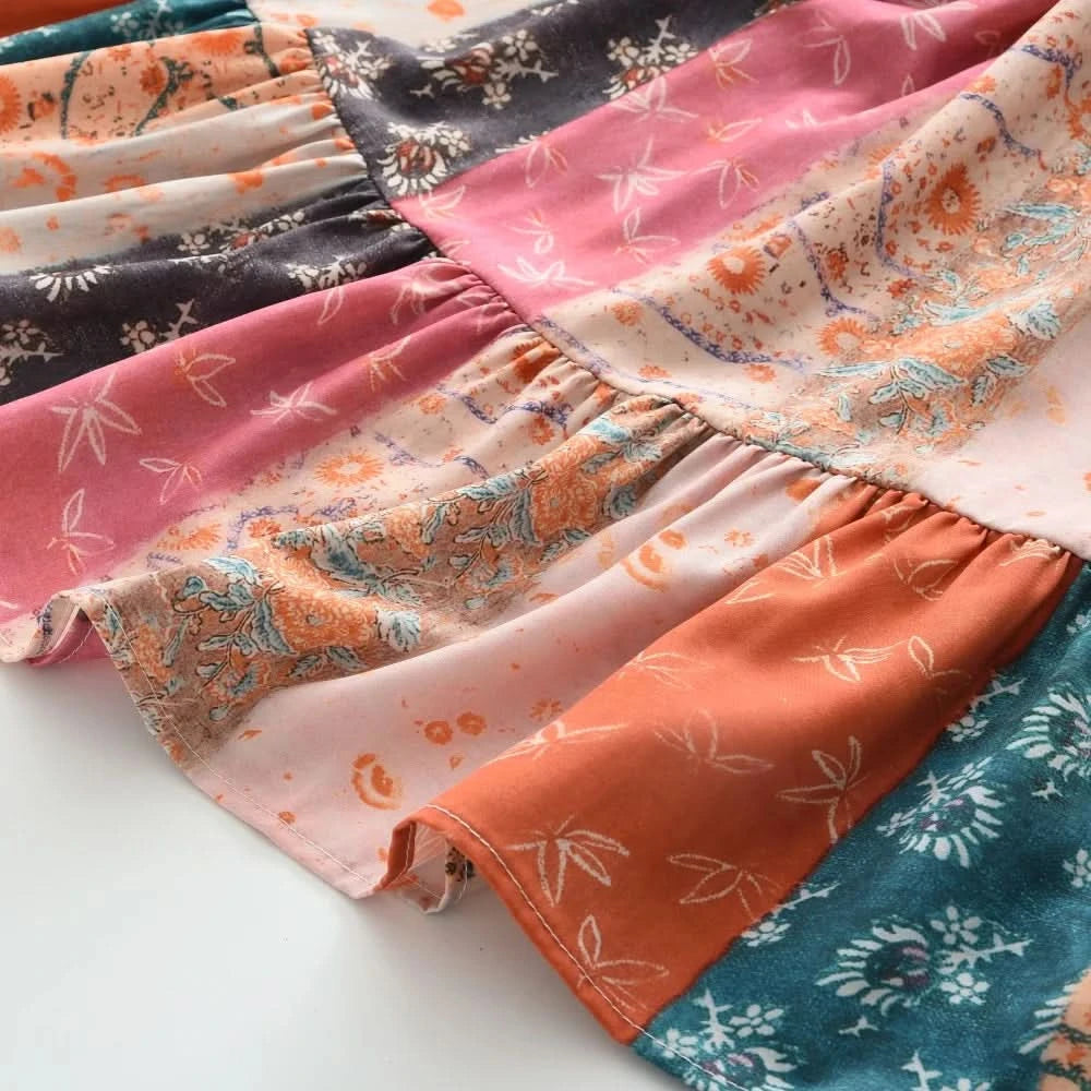 Girls Casual Dresses Floral Print Halter Sleeveless Top Girls Dress Kids Clothes for 2 To 7 Years Chinese Traditional Dress - M & M Global