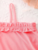2025 Newborn Girl Baby Summer Sling Sleeveless Cotton Casual Daily Big Bow Print Baby Clothing Set - M & M Global