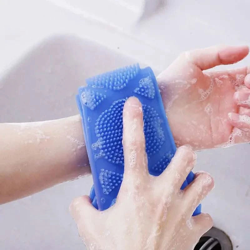 Body Sponge Silicone Brushes Bath Towels Scrubber Rubbing Back Peeling Massage Shower Belt Extended Skin Clean Brushes - M & M Global