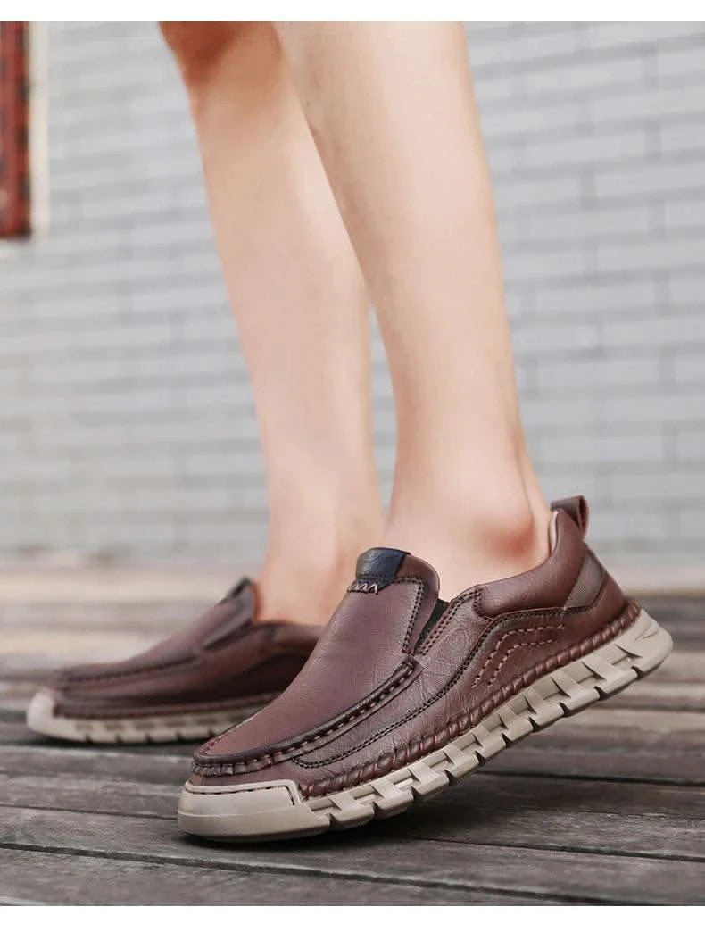 2024 Retro Loafer Genuine Split Leather Classic Shoes Sewing Comfortable Men Casual Slip-on Club Party Shoe Spring Summer - M & M Global