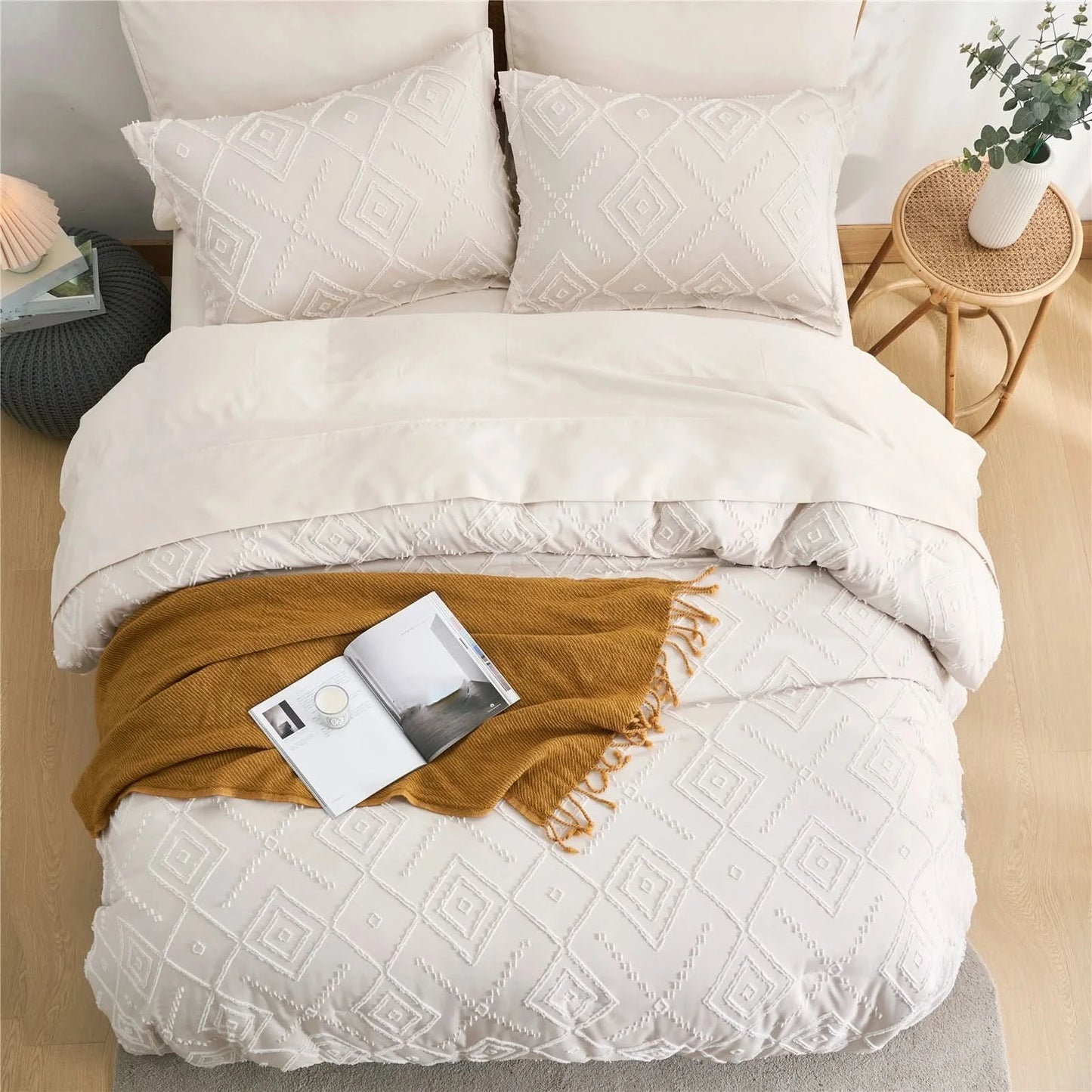 7 Pcs luxury cut flower design Comforter Set, soft microfiber, lightweight and breathable,Bedding Set for all seasons
