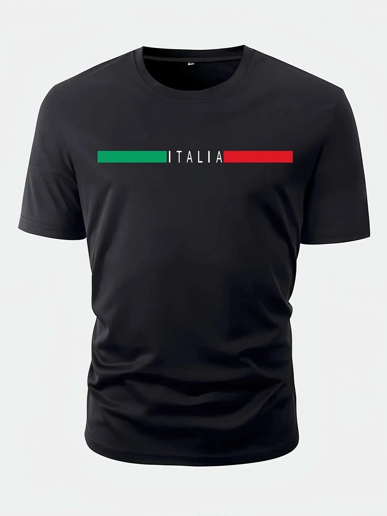 Summer men's 100% cotton casual loose oversized Italia print round neck short sleeved T-shirt top   Clothes Oversized T Shirt - M & M Global