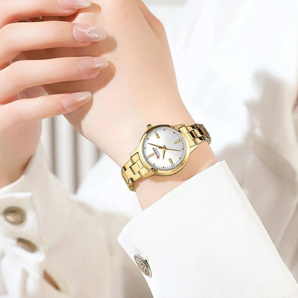 CURREN-Women's Simple Dial Wristwatch, Elegant and Charming Bracelet Quart Watches for Lady, Fashion Brand - M & M Global