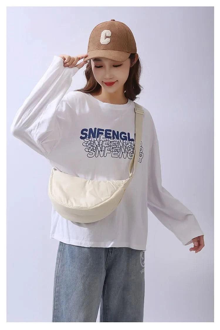 Simple Design Women's Messenger Bag Fashion Ladies Nylon Hobos Small Shoulder Bags Vintage Female Girls Purse Cloth Handbags - M & M Global