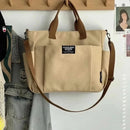 Urban Minimalist Female Student Large Capacity Commuting Horizontal Canvas Single Shoulder Diagonal Cross Portable Tote Bag - M & M Global